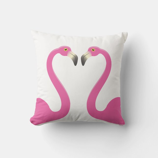 Kissing Flamingos White Outdoor Pillow Kissen Für Draußen (Vorderseite)