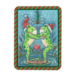 KISSING FROGS, DRAGONFLY MISTLETOE URLAUB MAGNET