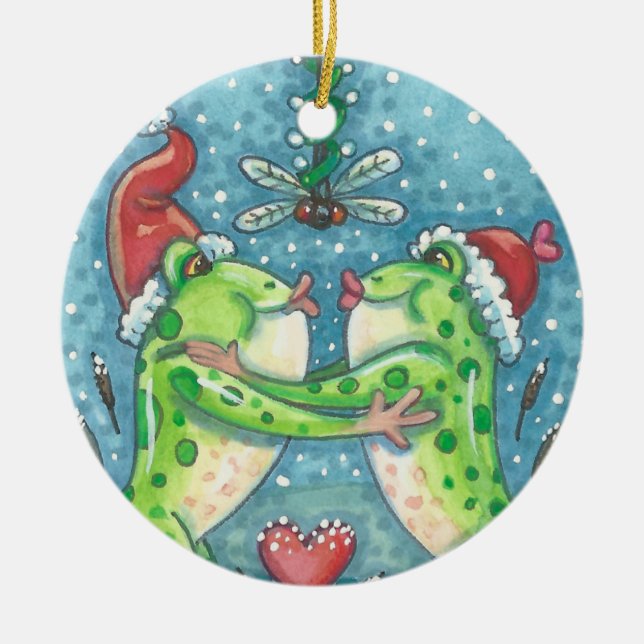 KISSING FROGS, DRAGONFLY MISTLETOS ORNAMENT Round (Vorne)
