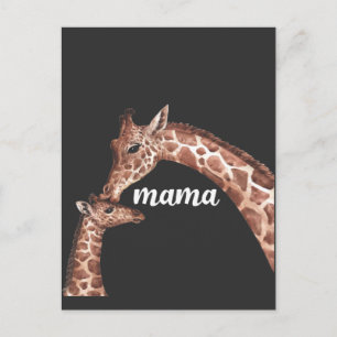 Kissing Giraffe Mama und Child Bond Postkarte