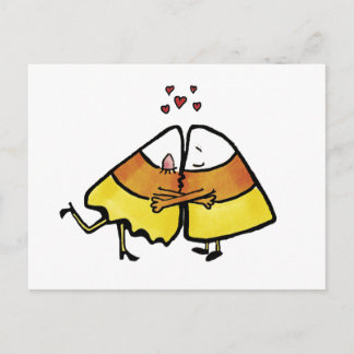 Kissing Halloween Candy Cones Postkarte