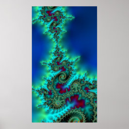 Kissing Krakens Vivid Fraktal Abstrakt Poster