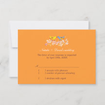 Kissing Love Birds Mandarine Wedding RSVP