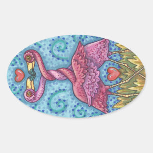 Kissing PINK FLAMINGOS STICKERS Sheet