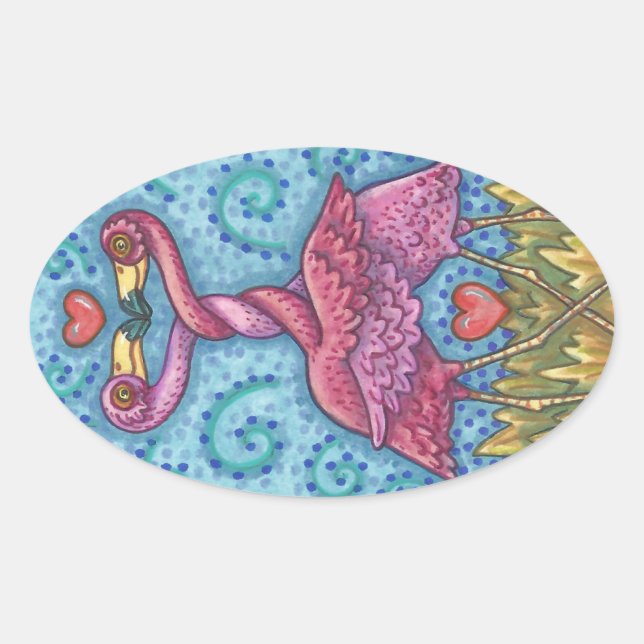 Kissing PINK FLAMINGOS STICKERS Sheet (Vorderseite)