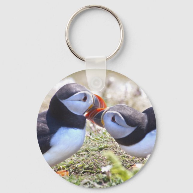 Kissing Puffins Keyring Schlüsselanhänger (Vorderseite)