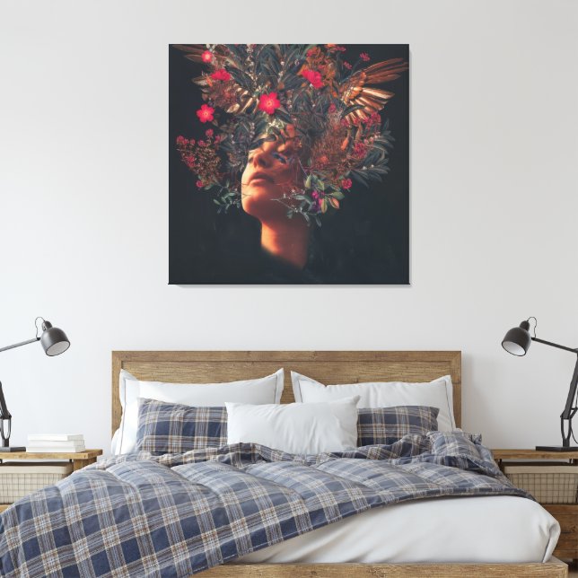 Kissing Rosa Leinwanddruck (Insitu (Schlafzimmer))