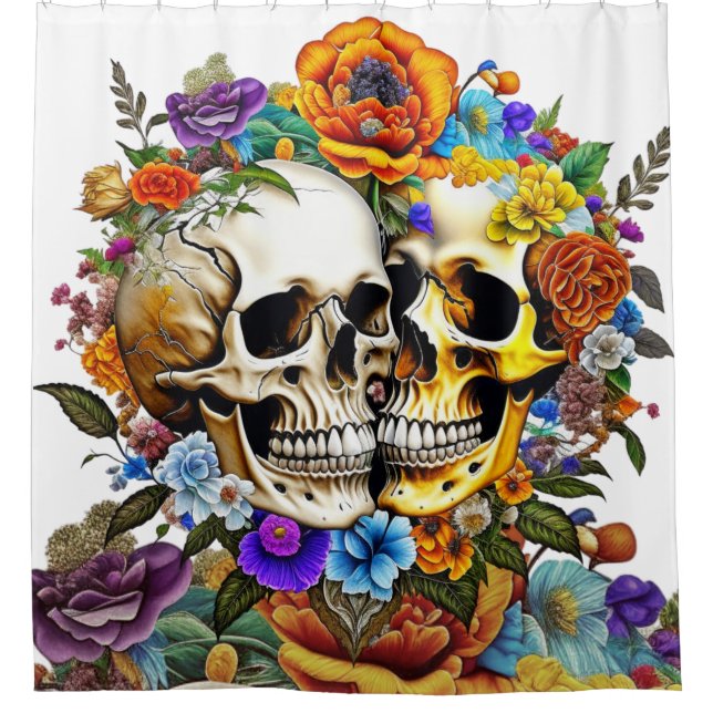 Kissing Skulls Duschvorhang (Vorderseite)