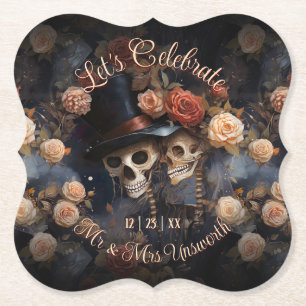 Kissing Skulls Feiern wir gotische Hochzeit Untersetzer