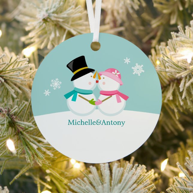 Kissing Snowmen Weihnachten Ornament Aus Metall (InSitu)