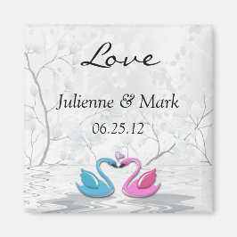 Kissing Swans Wedding Magnet