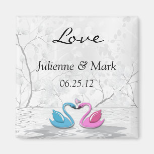 Kissing Swans Wedding Magnet