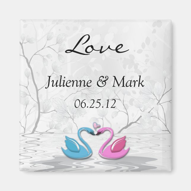 Kissing Swans Wedding Magnet (Vorne)