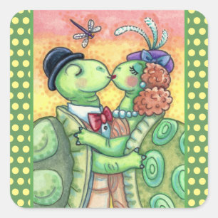 KISSING TURTLE SWEETHEARES, NIEDLICH TARPON VALENT QUADRATISCHER AUFKLEBER