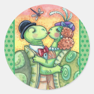KISSING TURTLE SWEETHEARES, NIEDLICH TARPON VALENT RUNDER AUFKLEBER