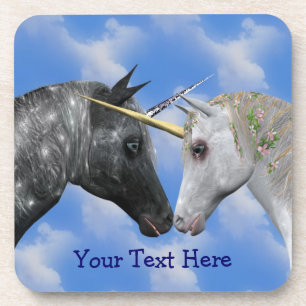 Kissing Unicorns Fantasy Horse Coaster Set Getränkeuntersetzer