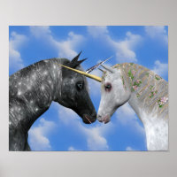 Kissing Unicorns Fantasy Poster
