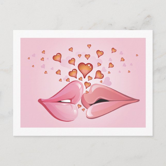 Kissing Valentine Postcard Feiertagspostkarte (Vorderseite)