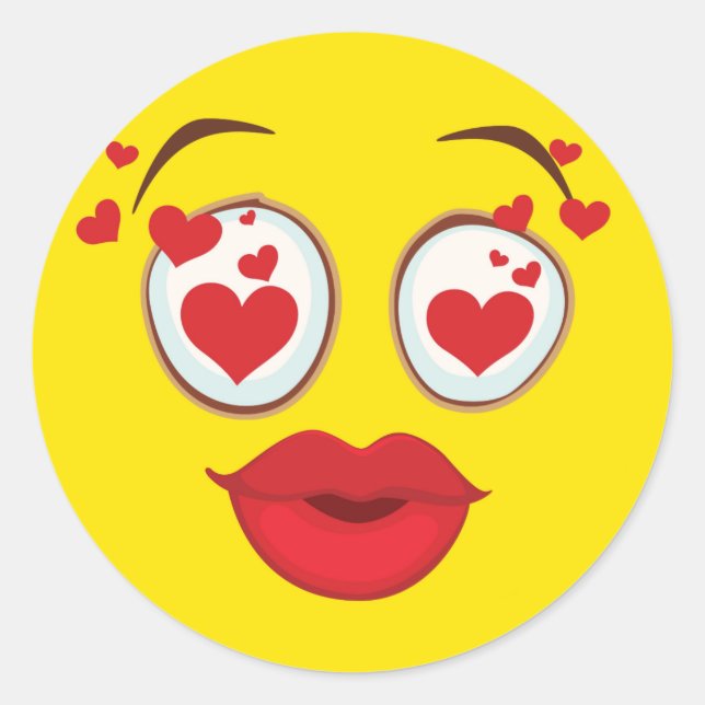 Kissing Yellow Face Runder Aufkleber (Vorderseite)