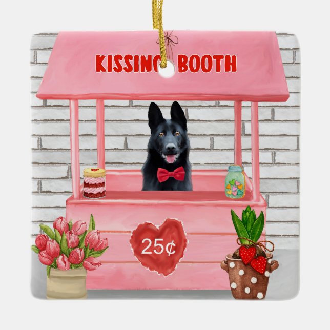Kissingstand des deutschen Schäferhunds Hund Valen Keramikornament (Vorderseite)