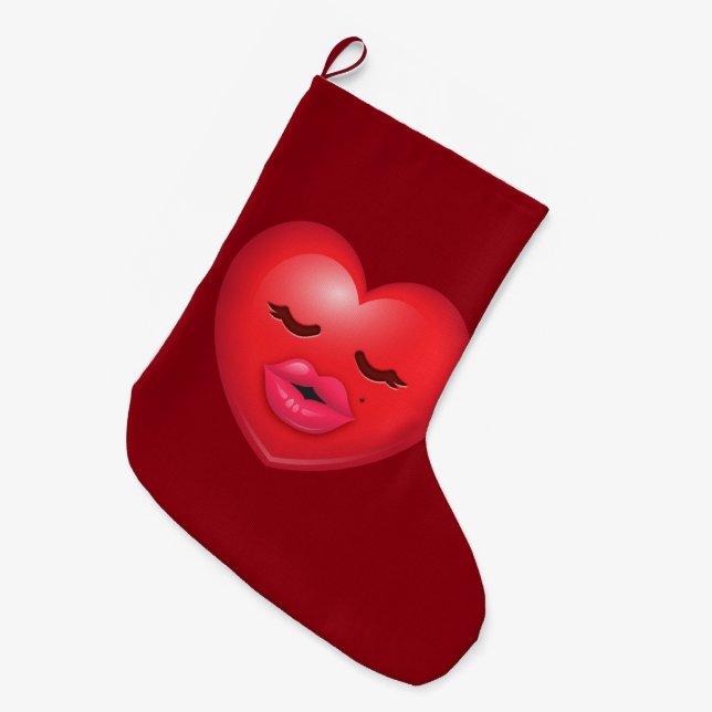 Kissy Emoji Großer Weihnachtsstrumpf (Vorderansicht (hängend))