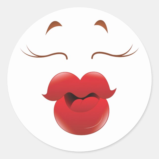 Kissy Face Woman Cartoon Runder Aufkleber (Vorderseite)