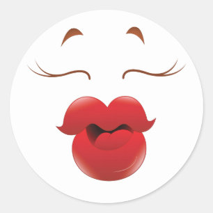 Kissy Face Woman Cartoon Runder Aufkleber