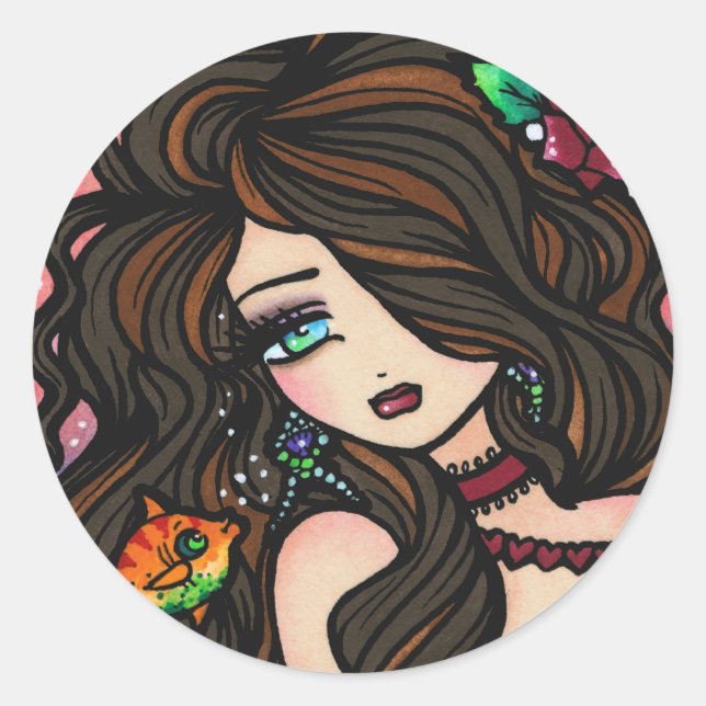 "Kissy Fish" Aufkleber für Meerjungfrau (Vorderseite)