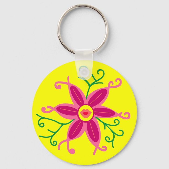 Kissy lips Blume Schlüsselanhänger (Vorderseite)