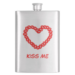 Kissy Lips Heart Flachmann