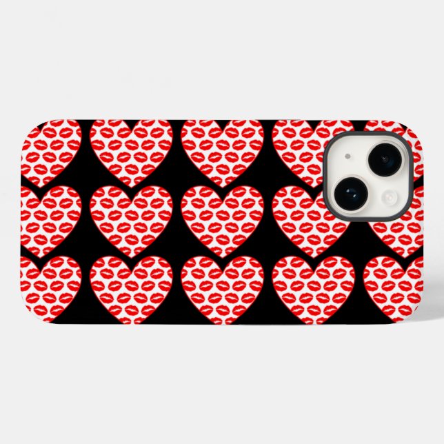 Kissy Lips Hearts Case-Mate iPhone Hülle (Rückseite (Horizontal))