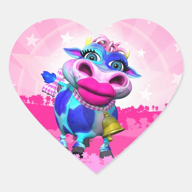 Kissy Moo Heart Stickers (Vorderseite)