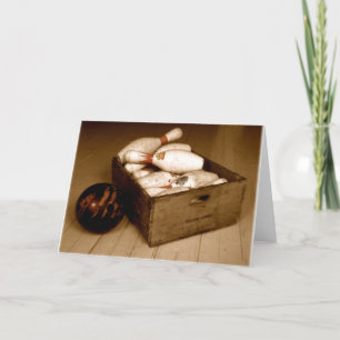 Kiste alter Bowling Buttone Karte