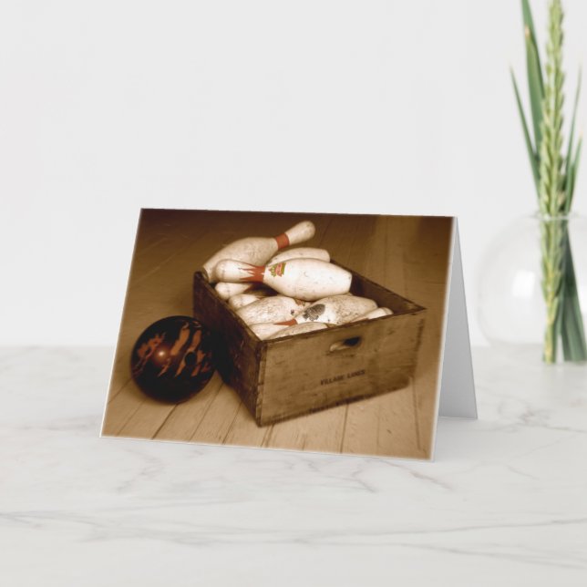 Kiste alter Bowling Buttone Karte (Vorderseite)