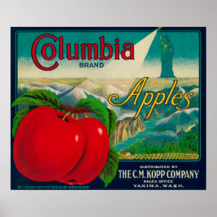 Kiste LabelYakima, WA Kolumbiens Apple Poster
