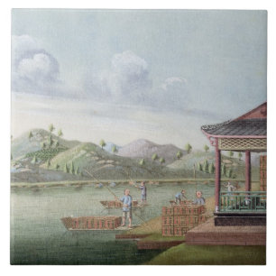 Kisten Tee transportieren (w/c auf Papier) Fliese