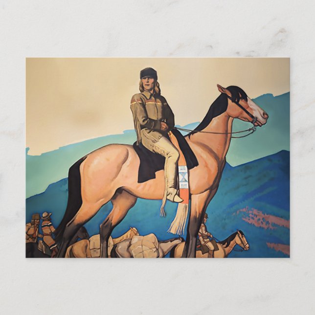 Kit Carson mit Mountain Men von Maynard Dixon Postkarte (Vorderseite)
