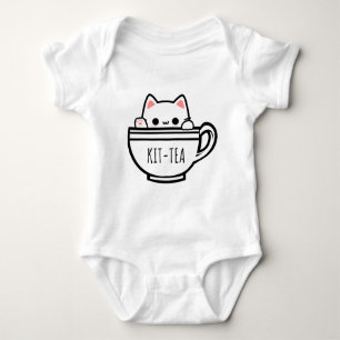 Kit Tea Funny Cat Pun Kawaii Cat Baby Strampler