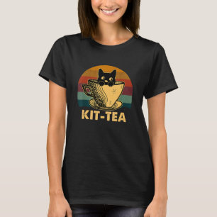 Kit Tea Katze Vintage Süß Und Schwarze Katze T-Shirt