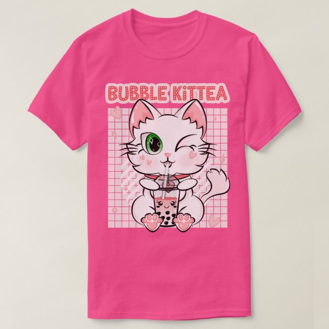 Kit Tea Kawaii Kittea Bubble Tee Erdbeere Katze (Design vorne)