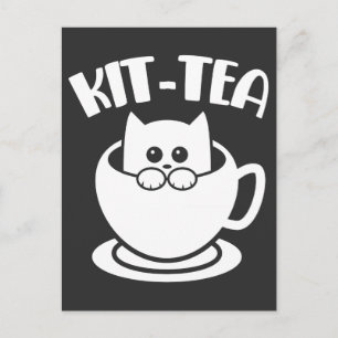 Kit-Tea Pet Funny Cat Tea Animal Puff Postkarte