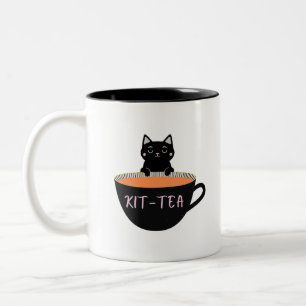 KIT-TEA SCHWARZE KATZE ZWEIFARBIGE TASSE