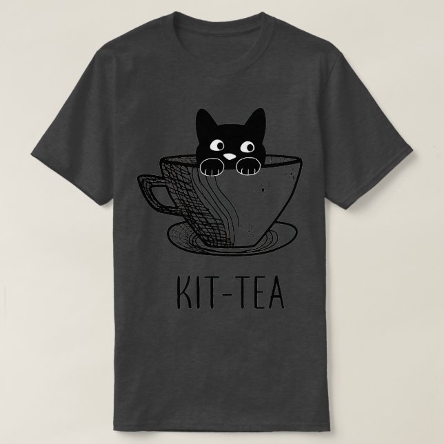 Kit-Tee Katze Lover, Niedliche und lustige schwarz T-Shirt (Design vorne)