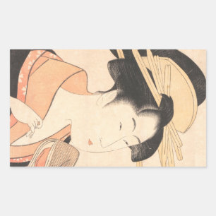 Kitagawa Utamaro Azumaya no Hana japanische Dame K Rechteckiger Aufkleber