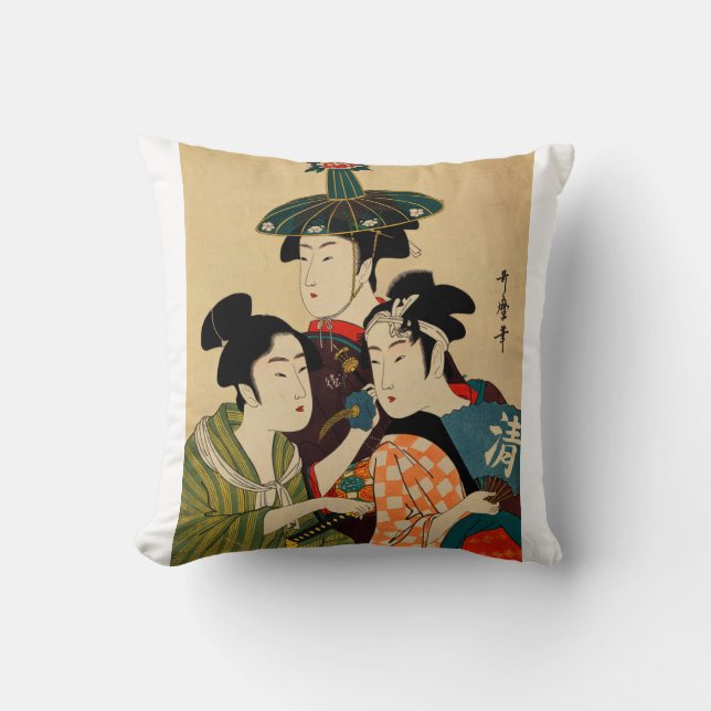 Kitagawa Utamaro - drei junge Männer oder Frauen Kissen (Vorderseite)