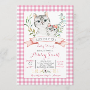 Kitcat Babydusche Einladung Rosa Mädchen