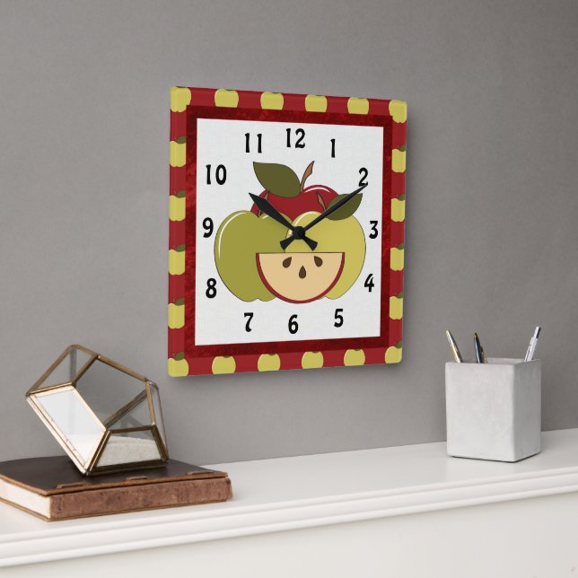 Kitchen Apple Clock Quadratische Wanduhr (Büro)