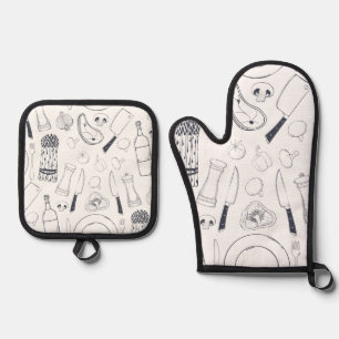 Kitchen Art Oven Mitt und Pot Holders Set