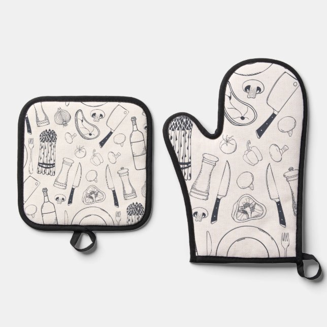 Kitchen Art Oven Mitt und Pot Holders Set (Vorderseite)