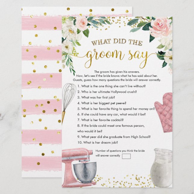 Kitchen Brautparty Was Groom Say Games sagt (Vorne/Hinten)